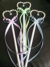 Load image into Gallery viewer, Flower girl wand, Crystal &amp; Pearl heart. by Crystal wedding uk
