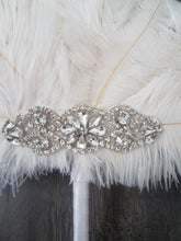 Load image into Gallery viewer, Ostrich Feather MINI Fan Bridesmaid bouquet - Feather hand fan Bouquet Great Gatsby wedding style 1920's -size 8"-10"
