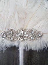 Load image into Gallery viewer, Ostrich Feather MINI Fan Bridesmaid bouquet - Feather hand fan Bouquet Great Gatsby wedding style 1920&#39;s -size 8&quot;-10&quot;
