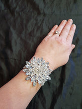 Load image into Gallery viewer, Wrist corsage ,Crystal rhinestone Wedding Cuff, bridesmaid Bracelet by Crystal wedding uk
