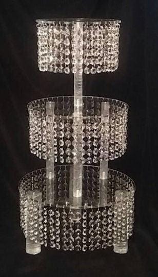 Crystal cake stand, 3 tier wedding cake stand, Faux crystal beads round or square shape by Crystal wedding uk
