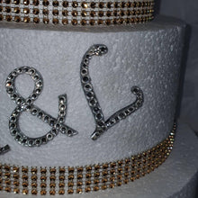 Load image into Gallery viewer, A to Z letters Swarovski element Rhinestone monogram Cake Topper decor, Wedding Initials, Silver cake topper,rhinestone cake decorations.
