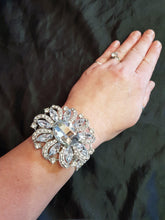 Load image into Gallery viewer, Wrist corsage ,Crystal rhinestone OVAL Wedding Cuff, bridesmaid Bracelet by Crystal wedding uk
