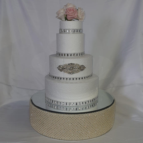 wedding cake stand , Crystal & Pearl cake stage. - round or square all sizes in white,black or ivory by Crystal wedding uk