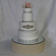 Load image into Gallery viewer, wedding cake stand , Crystal &amp; Pearl cake stage. - round or square all sizes in white,black or ivory by Crystal wedding uk
