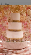 Load image into Gallery viewer, wedding cake stand , Crystal &amp; Pearl cake stage. - round or square all sizes in white,black or ivory by Crystal wedding uk
