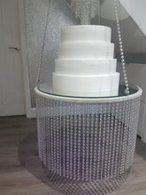 Load image into Gallery viewer, suspended cake chandelier, Faux crystal,cake swing + remote Led colour change lights by Crystal wedding uk
