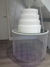 Load image into Gallery viewer, suspended cake chandelier, Faux crystal,cake swing + remote Led colour change lights by Crystal wedding uk
