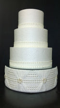 Load image into Gallery viewer, Wedding cake stand, Pearl and Lace design- round or square all sizes

