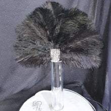 Load image into Gallery viewer, Feather Fan wedding bouquet, grey Ostrich feather bouquet or matching boutonniere by Crystal wedding uk
