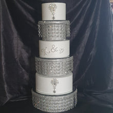 Load image into Gallery viewer, Crystal cake Jewellery [ 3 letters and 2pc of brooch set , cake decoration, rhinestone cake jewellery, by Crystal wedding uk
