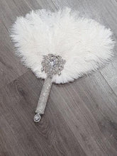 Load image into Gallery viewer, Set of 6 Feather Fan bouquets, Ostrich feathers,Great Gatsby wedding style 1920&#39;s - any colour as custom made by Crystal wedding uk
