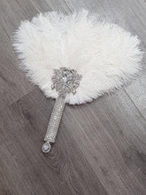 Load image into Gallery viewer, Set of 6 Feather Fan bouquets, Ostrich feathers,Great Gatsby wedding style 1920's - any colour as custom made by Crystal wedding uk
