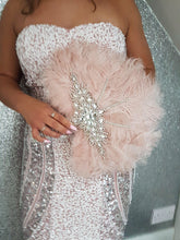 Load image into Gallery viewer, Set of 6 Feather Fan bouquets, Ostrich feathers,Great Gatsby wedding style 1920's - any colour as custom made by Crystal wedding uk
