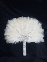 Load image into Gallery viewer, Feather Fan wedding bouquet, Off white , Ostrich feather bouquet
