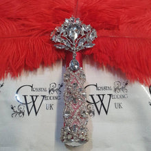 Load image into Gallery viewer, Ostrich Feather Fan. 16&quot; bouquet luxury alternative Bouquet Great Gatsby wedding style -ANY COLOUR by Crystal wedding uk
