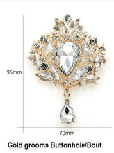 Load image into Gallery viewer, Gold Brooch bouquet, Jewel crystal wedding bouquet. Crystal Bridal Brooch Bouquet, cascade Jewel bouquet by Crystal wedding uk
