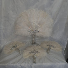 Load image into Gallery viewer, Set of 4 Feather Fan bouquets, Ostrich feathers,Great Gatsby wedding style 1920's - any colour as custom made
