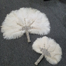 Load image into Gallery viewer, Set of 4 Feather Fan bouquets, Ostrich feathers,Great Gatsby wedding style 1920's - any colour as custom made
