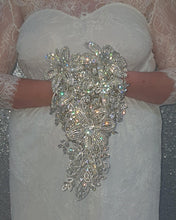 Load image into Gallery viewer, Diamante bouquet brooch Jewel rhinestone crystal wedding bouquet 7x12, Crystal Bridal Bouquet, bling cascade Jewel bouquet by Crystal wedding uk
