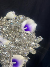 Load image into Gallery viewer, Diamante bouquet, lily &amp; brooch Jewel rhinestone crystal wedding bouquet Crystal Bridal Bouquet, rose cascade bouquet Crystal wedding uk
