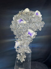 Load image into Gallery viewer, Diamante bouquet, lily &amp; brooch Jewel rhinestone crystal wedding bouquet Crystal Bridal Bouquet, rose cascade bouquet Crystal wedding uk
