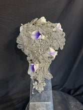 Load image into Gallery viewer, Diamante bouquet, lily &amp; brooch Jewel rhinestone crystal wedding bouquet Crystal Bridal Bouquet, rose cascade bouquet Crystal wedding uk
