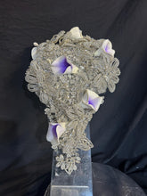 Load image into Gallery viewer, Diamante bouquet, lily &amp; brooch Jewel rhinestone crystal wedding bouquet Crystal Bridal Bouquet, rose cascade bouquet Crystal wedding uk
