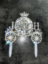 Load image into Gallery viewer, Personalised Carriage Cake topper- Monogram Initials crystal Swarovski crystal elements FAIRYTALE Princess carriage, by Crystal Wedding UK
