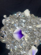 Load image into Gallery viewer, Diamante bouquet, lily &amp; brooch Jewel rhinestone crystal wedding bouquet Crystal Bridal Bouquet, rose cascade bouquet Crystal wedding uk
