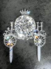 Load image into Gallery viewer, Personalised Carriage Cake topper- Monogram Initials crystal Swarovski crystal elements FAIRYTALE Princess carriage, by Crystal Wedding UK
