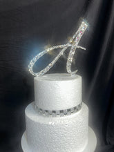 Load image into Gallery viewer, Crystal Initial Cake Topper, Personalized Wedding Monogram, Luxury Rhinestone Letter Topper, Bridal Keepsake Cake Decoration
