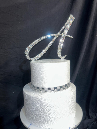 Crystal letter Cake topper - Glass crystal elements, large crystal design, Cake decoration by Crystal wedding uk
