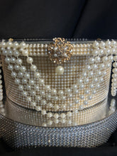 Load image into Gallery viewer, Wedding cake stand, Pearl Drape - round or square all sizes by Crystal wedding uk

