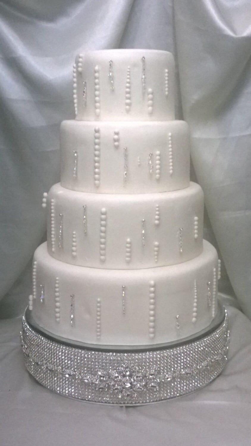 Crystal Wedding cake stand Rhinestone cake plateau Rhinestone Diamante Diamonte - REAL rhinestones by Crystal wedding uk