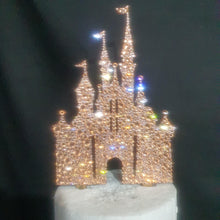 Load image into Gallery viewer, Castle Cake topper - Swarovski crystal elements - FAIRYTALE CASTLE design, Cake decoration by Crystal wedding uk
