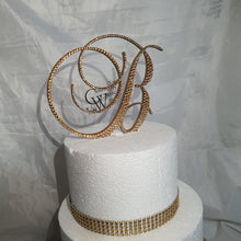 Load image into Gallery viewer, Crystal Letter 5 &quot;tall monogram letter ,Golden Swarovski elements rhinestones, Cake Topper decor rhinestone jewel letter cake decorations.
