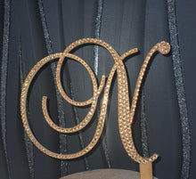 Load image into Gallery viewer, Crystal Letter 5 &quot;tall monogram letter ,Golden Swarovski elements rhinestones, Cake Topper decor rhinestone jewel letter cake decorations.
