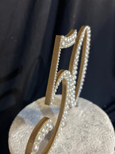 Load image into Gallery viewer, Pearl age number 5&quot; Cake Topper, Wedding rhinestone jewel any number age cake decorations.
