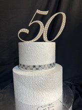 Load image into Gallery viewer, Pearl age number 5&quot; Cake Topper, Wedding rhinestone jewel any number age cake decorations.
