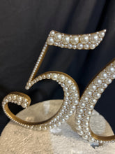 Load image into Gallery viewer, Pearl age number 5&quot; Cake Topper, Wedding rhinestone jewel any number age cake decorations.
