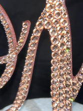 Load image into Gallery viewer, Crystal Letter 5 &quot;tall monogram letter ,Golden Swarovski elements rhinestones, Cake Topper decor rhinestone jewel letter cake decorations.
