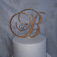 Load image into Gallery viewer, Crystal Letter 5 &quot;tall monogram letter ,Golden Swarovski elements rhinestones, Cake Topper decor rhinestone jewel letter cake decorations.

