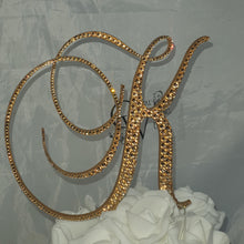 Load image into Gallery viewer, Crystal Letter 5 &quot;tall monogram letter ,Golden Swarovski elements rhinestones, Cake Topper decor rhinestone jewel letter cake decorations.
