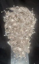 Load image into Gallery viewer, Luxury Silver Diamante bouquet Jewel rhinestone crystal wedding bouquet Crystal Bridal Bouquet, cascade Jewel bouquet by Crystal wedding uk
