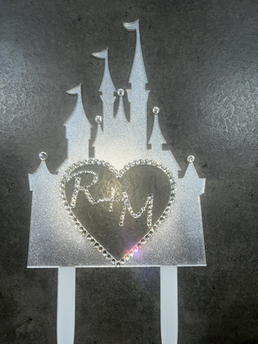 Castle Cake topper - Swarovski crystal elements - FAIRYTALE CASTLE design, Acrylic Cake decoration by Crystal wedding uk