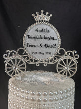 Load image into Gallery viewer, Crystal Carriage Cake topper -Swarovski crystal elements- And the Fairytale begins. Princess carriage, Cake decoration by Crystal Wedding UK
