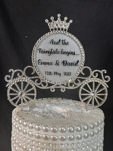 Crystal Carriage Cake topper -Swarovski crystal elements- And the Fairytale begins. Princess carriage, Cake decoration by Crystal Wedding UK