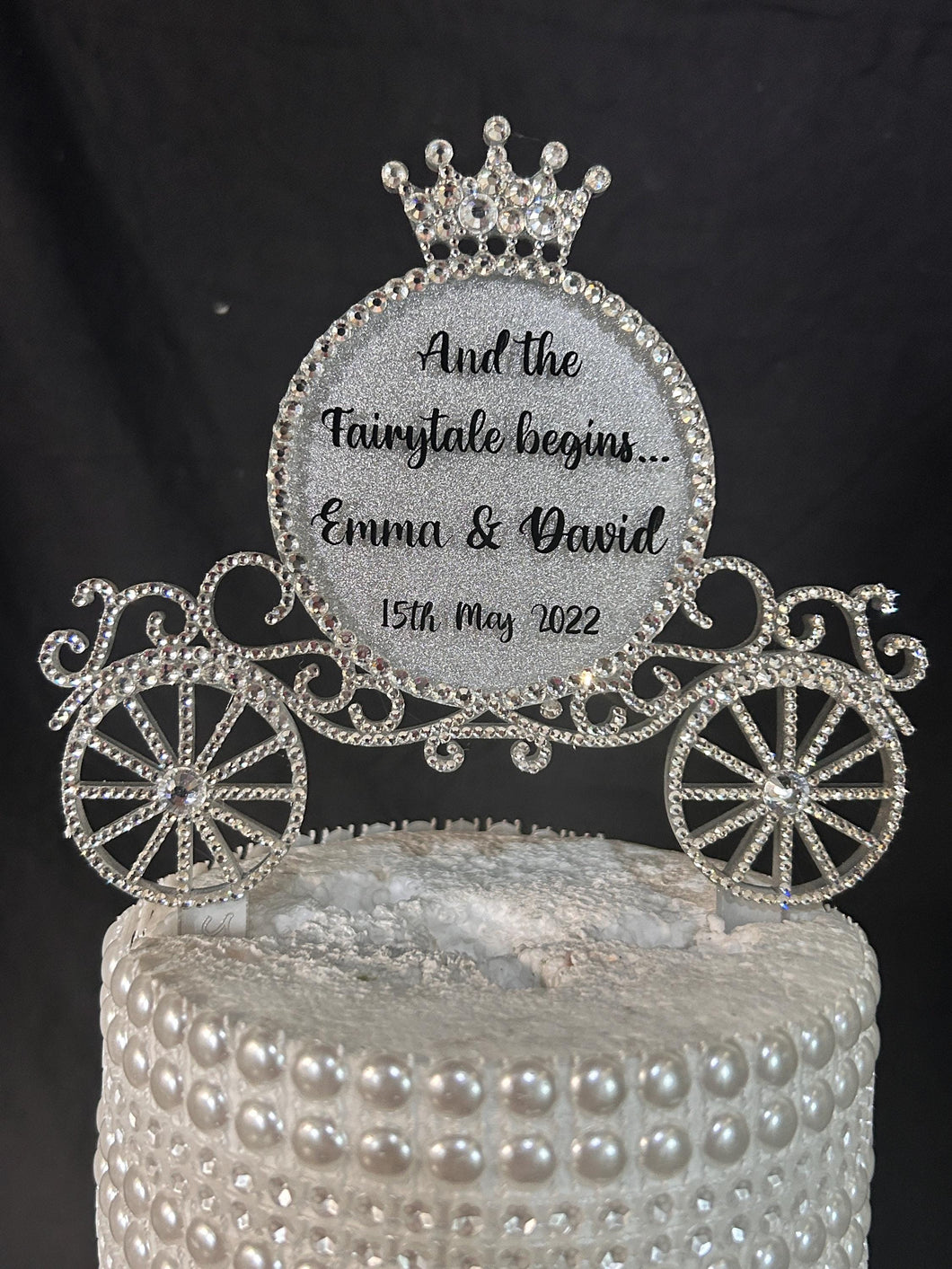 Crystal Carriage Cake topper -Swarovski crystal elements- And the Fairytale begins. Princess carriage, Cake decoration by Crystal Wedding UK