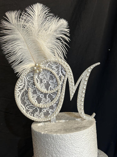 PEARL monogram cake topper 6
